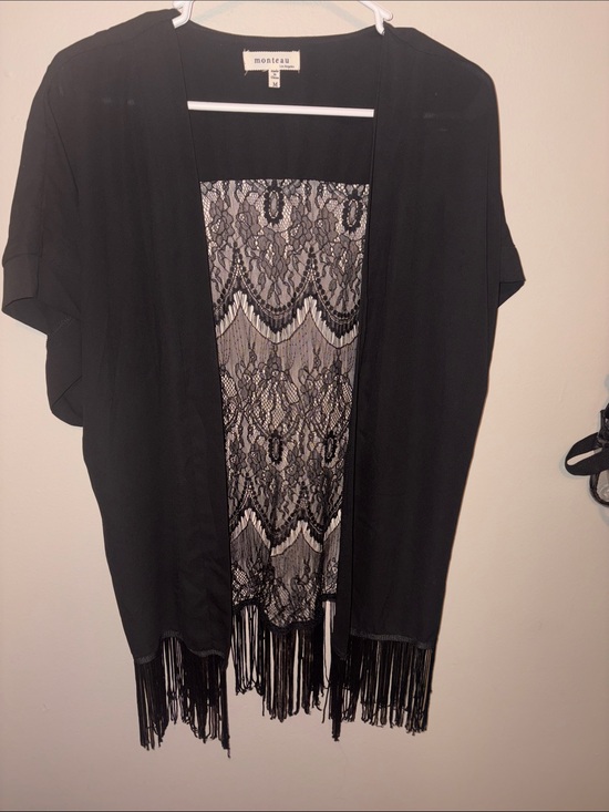 Monteau Tops - Black Short Sleeve Shrug